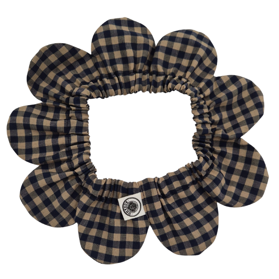 El Yapımı Köpek Yakalığı – PawBow Flower Dog Collar (Navy Gingham) - El yapımı tasarım aksesuar ve lüks hediye alternatifi 2 | Rosano Studio