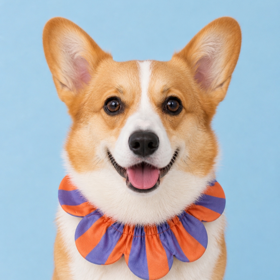 El Yapımı Köpek Yakalığı – PawBow Flower Dog Collar (lilac orange stripe) - El yapımı tasarım aksesuar ve lüks hediye alternatifi 4 | Rosano Studio