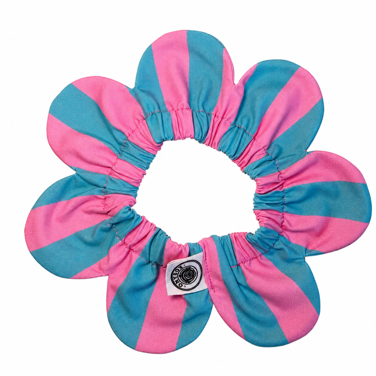 El Yapımı Köpek Yakalığı – PawBow Flower Dog Collar (aqua pink stripe) - El yapımı tasarım aksesuar ve lüks hediye alternatifi 3 | Rosano Studio