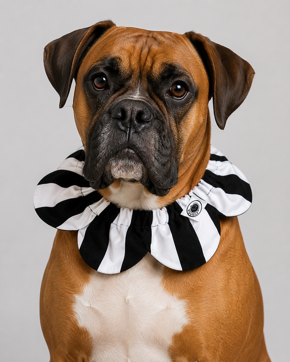 El Yapımı Köpek Yakalığı – PawBow Flower Dog Collar (black and white stripe) - El yapımı tasarım aksesuar ve lüks hediye alternatifi 1 | Rosano Studio