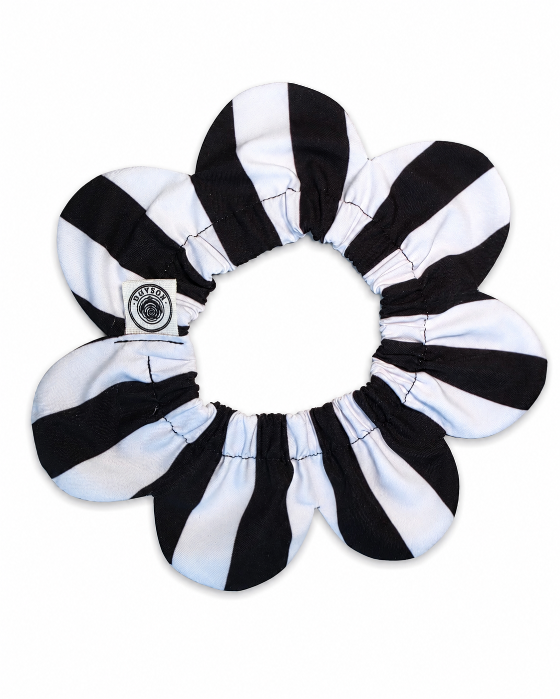 El Yapımı Köpek Yakalığı – PawBow Flower Dog Collar (black and white stripe) - El yapımı tasarım aksesuar ve lüks hediye alternatifi 2 | Rosano Studio